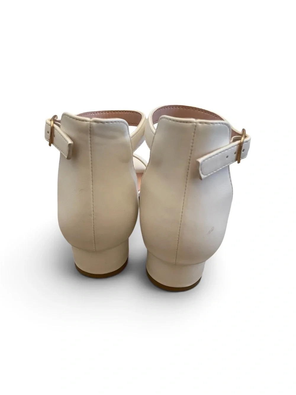 White Ankle-Strap Block Heel Sandals